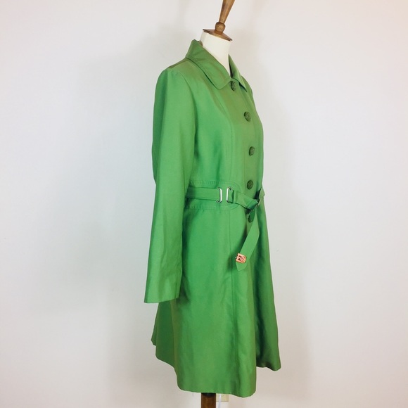 1 Madison Emerald Green Trench Coat Size Large - Picture 2 of 8
